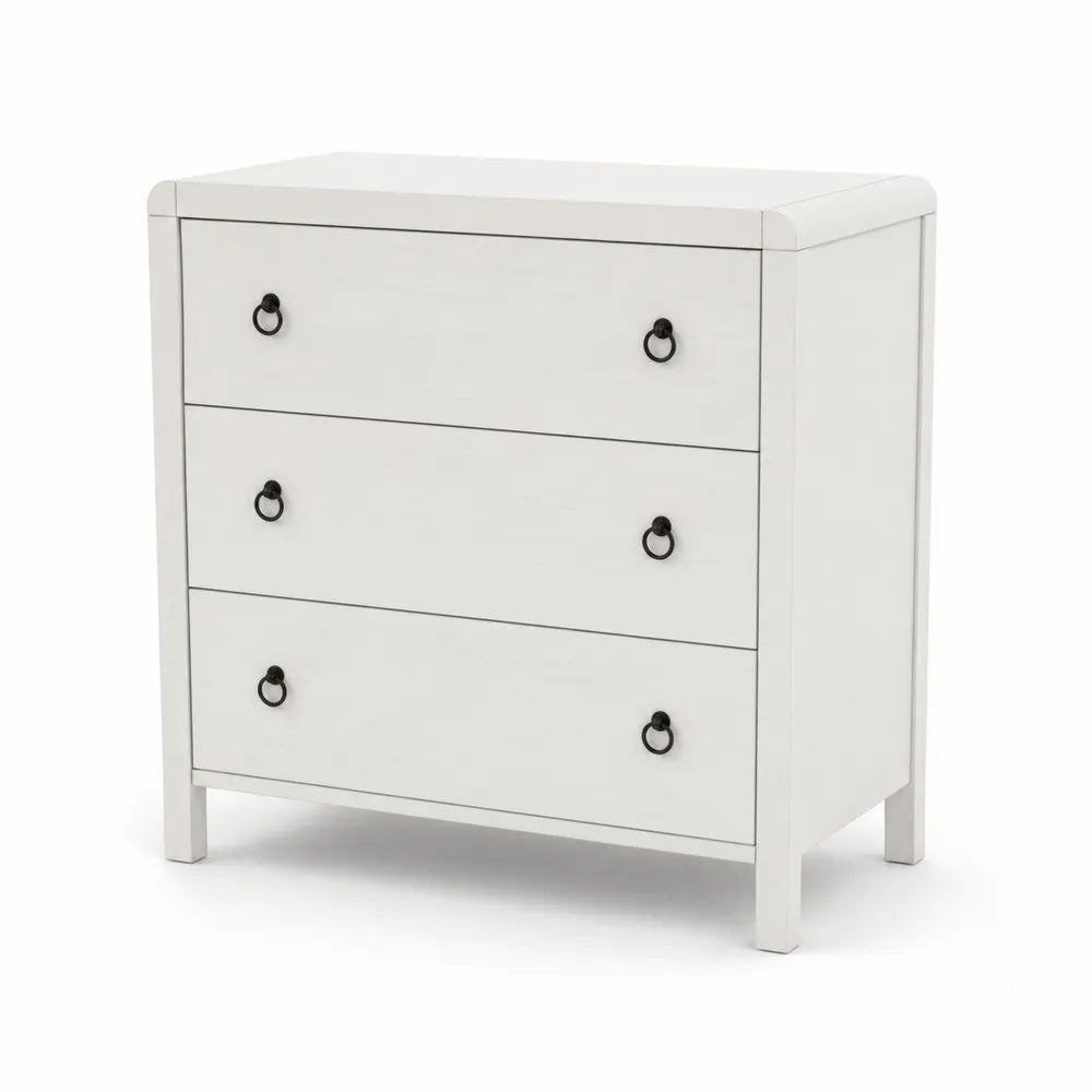 Commode à 3 tiroirs Bois Blanc 80 cm