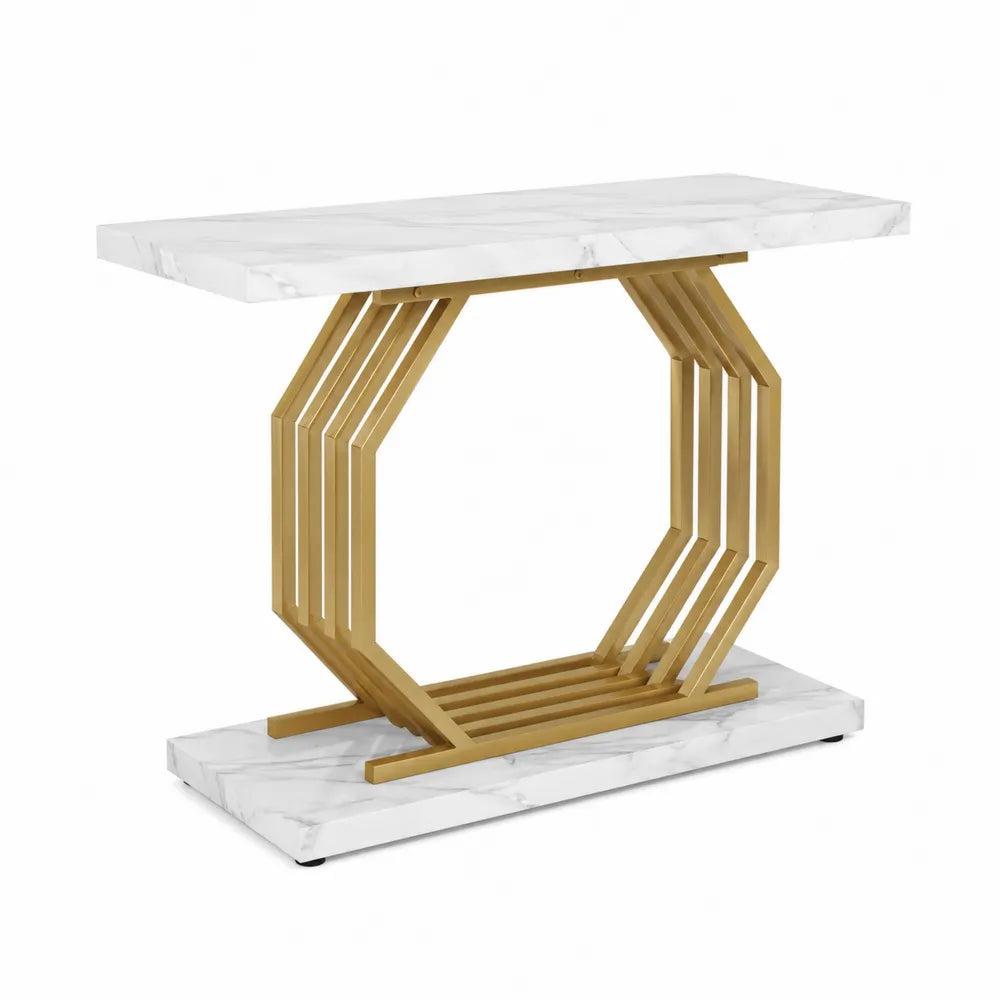 Console en marbre et métal doré 120x40x80 cm