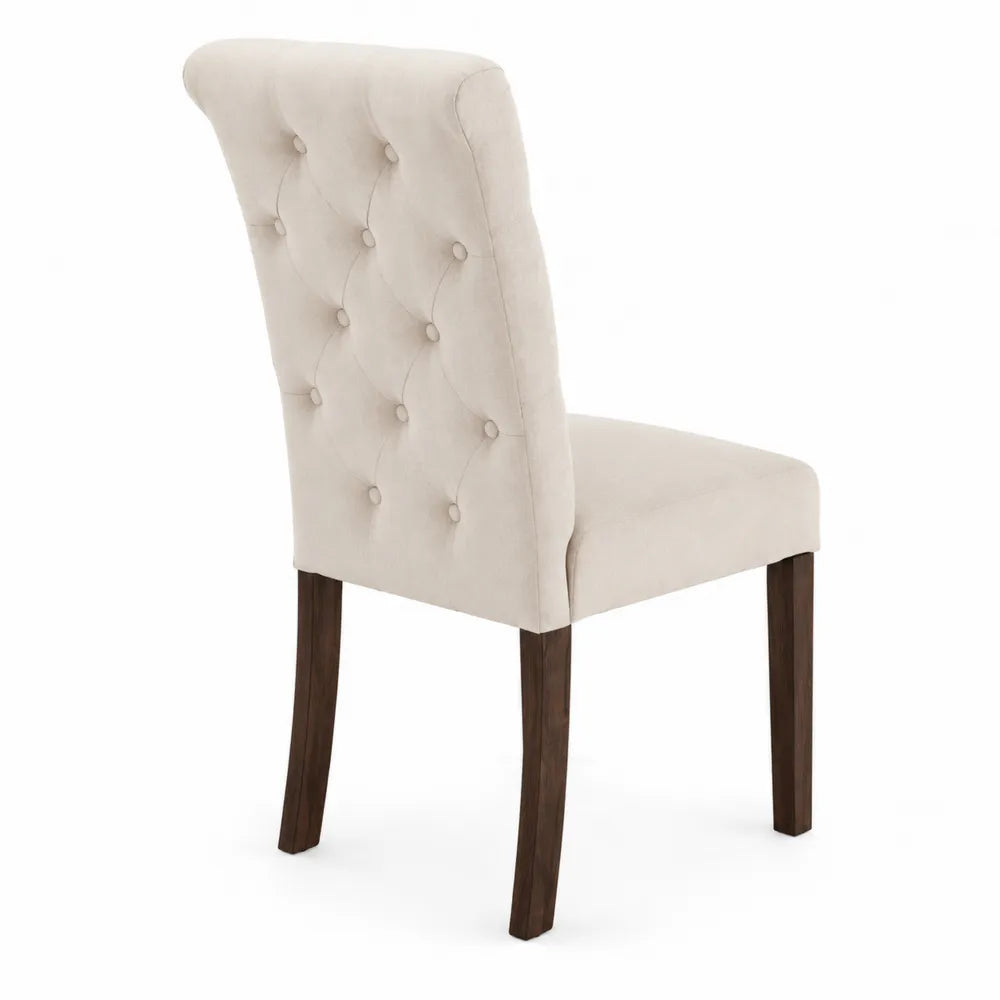 Chaise de salle à manger en polyester Beige avec cadre en bois