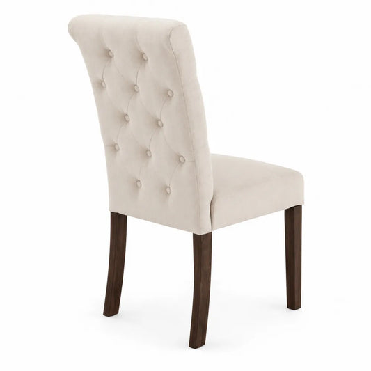 Chaise de salle à manger en polyester Beige avec cadre en bois