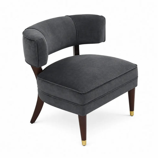 Chaise en bois et polyester gris