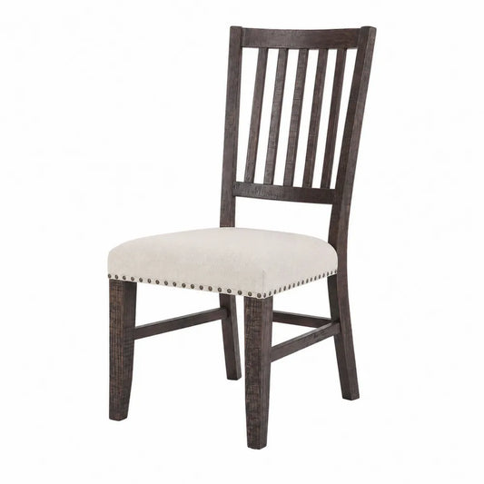 Chaise en bois massif et tissu beige