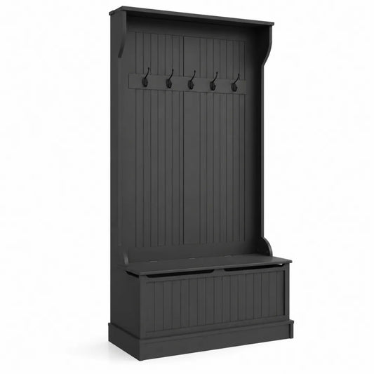 Portemanteau avec banc en bois MDF Noir 180 cm