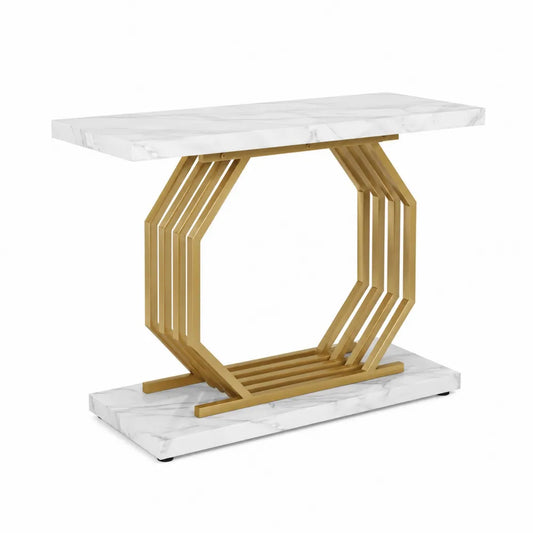 Console en marbre et métal doré 120x40x80 cm