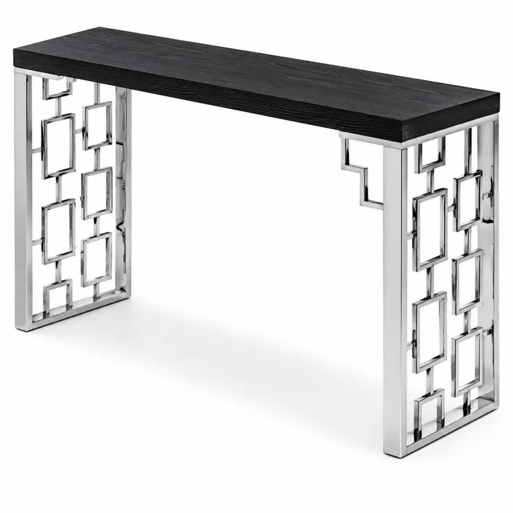 Console en bois et acier inoxydable 120x40x80 cm