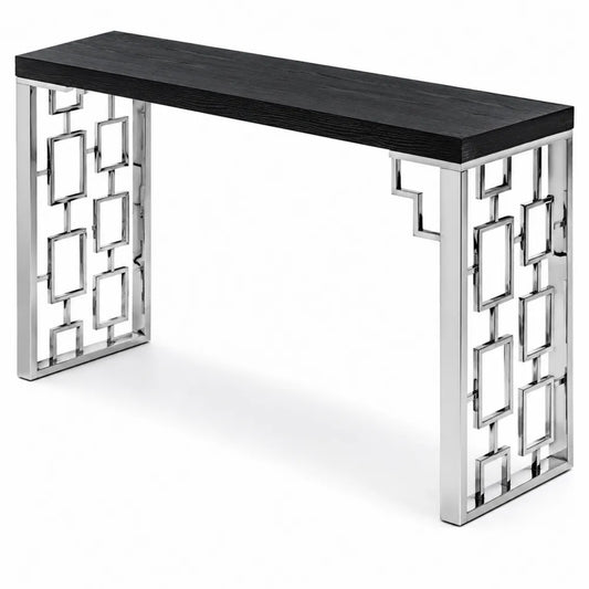 Console en bois et acier inoxydable 120x40x80 cm