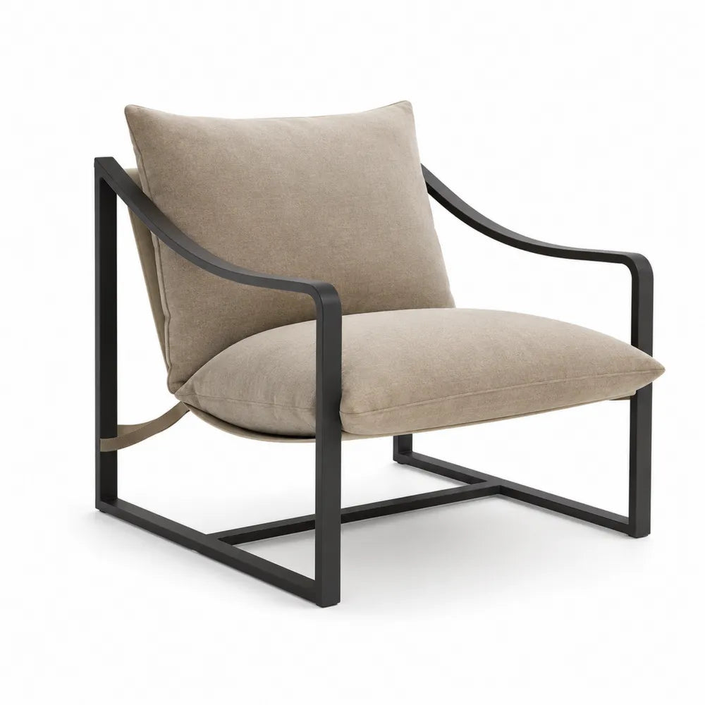 Fauteuil en tissu et métal noir