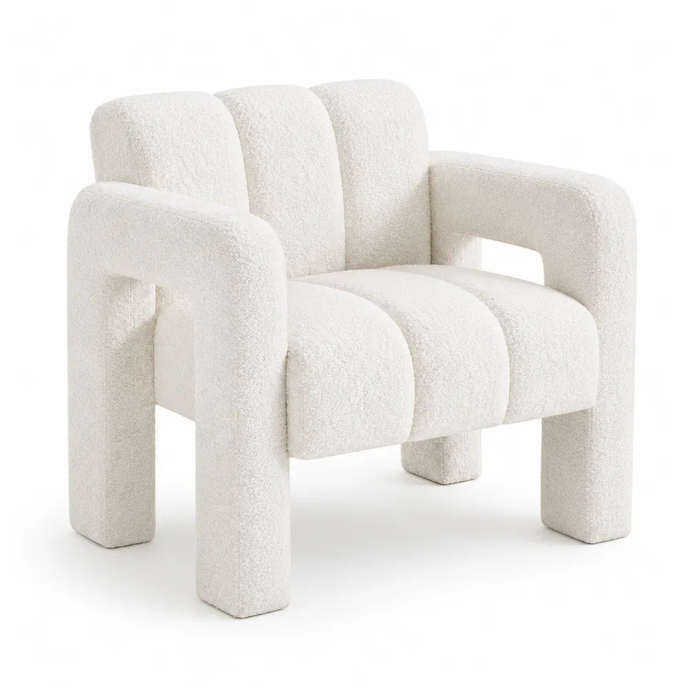 Fauteuil en tissu bouclé blanc 75x85x70 cm