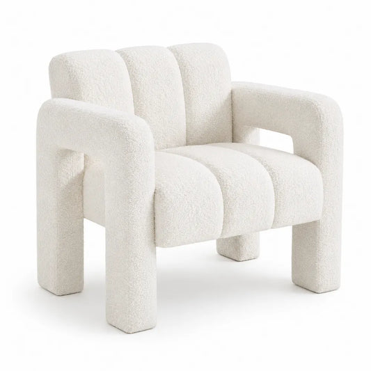 Fauteuil en tissu bouclé blanc 75x85x70 cm