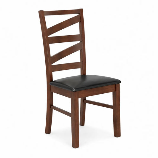 Chaise en bois et cuir synthétique Noir 90 cm